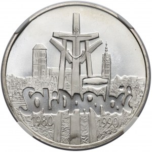 100.000 złotych 1990 Solidarność - Typ A - NGC MS68