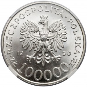 100.000 złotych 1990 Solidarność - Typ A - NGC MS68