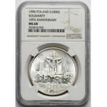 100.000 złotych 1990 Solidarność - Typ A - NGC MS68