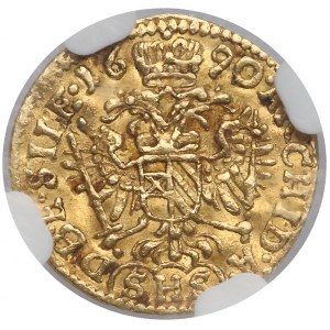 Leopold I, Wrocław, 1/6 dukata 1690 SHS