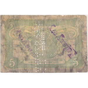 Falsyfikat z epoki 5 złotych 1925 - ostemplowany z perforacją