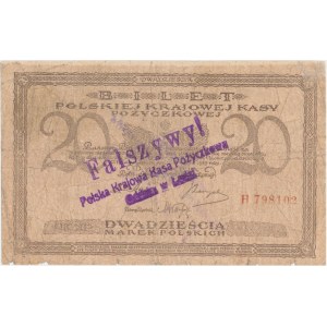 Falsyfikat z epoki 20 mkp 05.1919 - wyłapany i ostemplowany przez PKKP w Łodzi