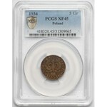 5 groszy 1934 - rzadkie - PCGS XF45