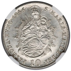 Hungary, Ferdinand V, 10 Kreuzer 1846-B - NGC MS63 PL