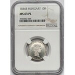 Węgry, Ferdynand V, 10 krajcarów 1846-B - NGC MS63 PL