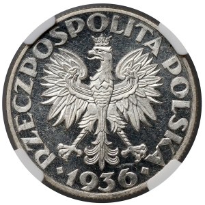 PRÓBA 5 złotych 1936 Żaglowiec - stempel LUSTRZANY