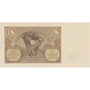 10 złotych 1940 - L. - uszkodzenie numeratora - zapis jak I.. 