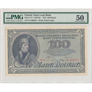 100 mkp 02.1919 - III Ser. A - najrzadsza odmiana - PMG 50
