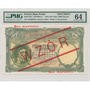 5.000 złotych 1919 - WZÓR - wysoki nadruk - PMG 64