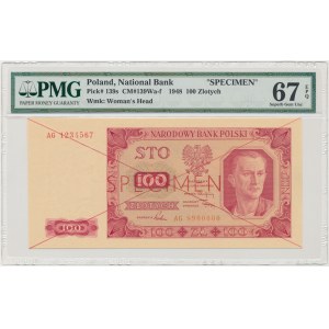 100 złotych 1948 - SPECIMEN AG 1234567 8900000 - PMG 67 EPQ
