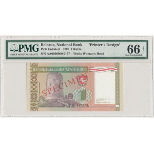 Belarus, 1 Ruble 1993 SPECIMEN - PMG 66 EPQ