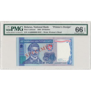 Białoruś, 50 rubli 1993 SPECIMEN - PMG 66 EPQ