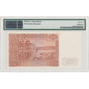 Londyn 100 złotych 1939 - DRUK PRÓBNY H 000000 - znak wodny od 10 złotych - PMG 64