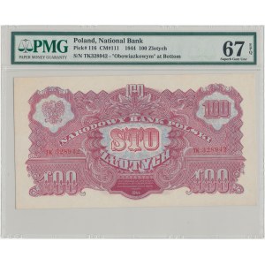 100 złotych 1944 ...owym - TK - PMG 67 EPQ