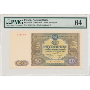 50 złotych 1946 - B - niska litera - PMG 64