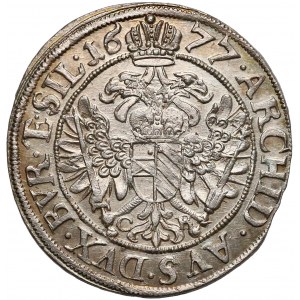 Leopold I, Brzeg, 6 krajcarów 1677 CB - rzadkie i PIĘKNE