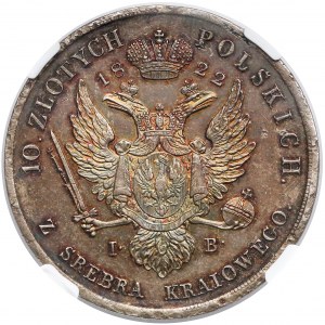 10 złotych polskich 1822 I.B. - PIĘKNE - NGC MS62