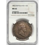 10 złotych polskich 1822 I.B. - PIĘKNE - NGC MS62