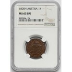 Austria, Franciszek II, 1 krajcar 1805 - NGC MS65 BN