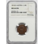 Austria, Franciszek II, 1/4 krajcara 1816 - NGC MS64 BN