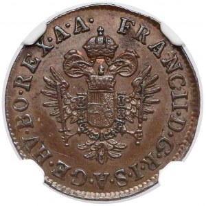 Austria, Franciszek II, 1/4 krajcara Wiedeń 1800 - NGC MS63 BN
