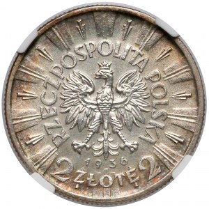 Piłsudski 2 złote 1936 - rzadki rocznik - NGC MS61