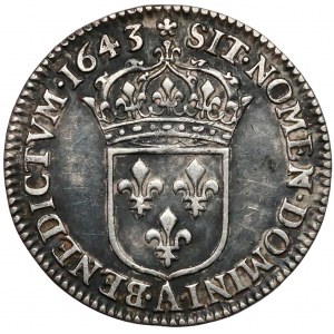 France, Louis XIII, 1/12 ecu (10 sol), Paris 1643 A