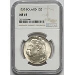 Piłsudski 10 złotych 1939 - NGC MS63