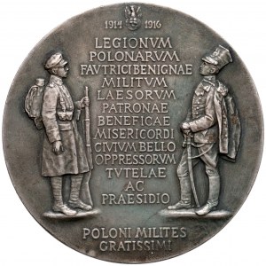 1916r. Medal, SREBRO, Legioniści w hołdzie Izabelli Croy - RZADKOŚĆ