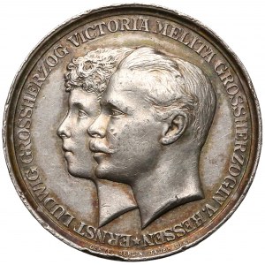 Niemcy, Hessen, Medal zaślubinowy Ernst Ludwig i Wiktoria Melita 1894