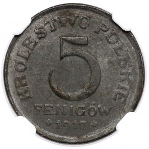 Królestwo Polskie, 5 fenigów 1917 - NGC MS61