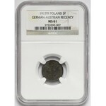 Królestwo Polskie, 5 fenigów 1917 - NGC MS61