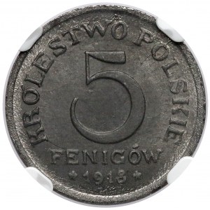 Królestwo Polskie, 5 fenigów 1918 - NGC MS64