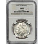 Piłsudski 10 złotych 1936 - znakomity - NGC MS65