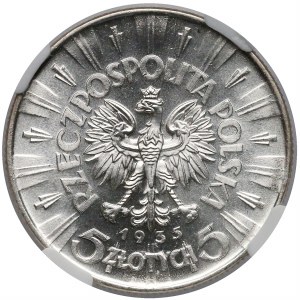 Piłsudski 5 złotych 1935 - piękne - NGC MS65