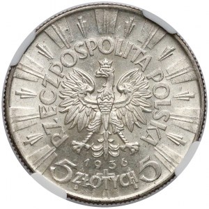 Piłsudski 5 złotych 1936 - NGC MS62