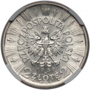 Piłsudski 2 złote 1936 - rzadki rocznik - NGC MS64