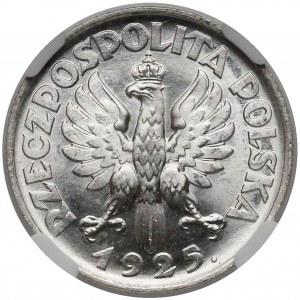 Kobieta i kłosy 1 złoty 1925 - piękna - NGC MS64