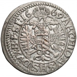 Leopold I, Wrocław, 3 krajcary 1669 SHS - DVX.B