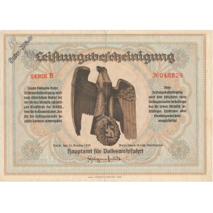 Deutschland, Leistungsbescheinigung für Gasmaske - NSV 1939