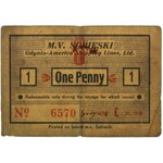 M.V. SOBIESKI, Gdynia-America - Shipping Lines, Ltd. - 1 penny 1943