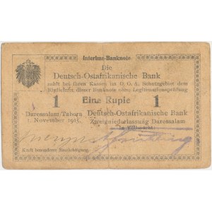 German East Africa, 1 Rupie 1915 - D - cartboard paper