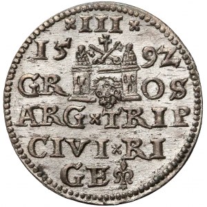 Zygmunt III Waza, Trojak Ryga 1592 - D•G