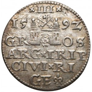 Zygmunt III Waza, Trojak Ryga 1592 - D:G: