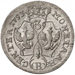 Niemcy, Prusy, Fryderyk II, 3 krajcary Wrocław 1753