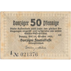 Gdańsk 50 fenigów 1923 (październik) - jedno podkreślenie w No