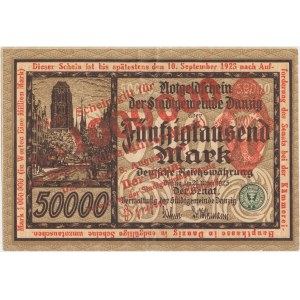 Gdańsk 1 mln mk PRZEDRUK na 50.000 mk 1923