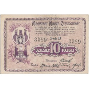 Częstochowa, Magistrat, 10 rubli 1915
