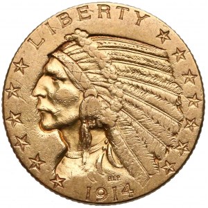 USA, 5 Dollar 1914 - Indian Head - Half Eagle