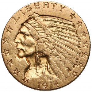 USA, 5 Dollars 1914 - Indian Head - Half Eagle